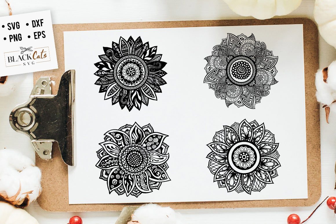 Sunflower Zentangle 5-6-7-8 SVG