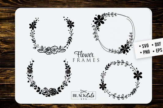 Flower frames SVG floral frames SVG file Cutting File Clipart in Svg, Eps, Dxf, Png for Cricut & Silhouette