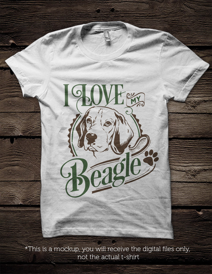 I love my beagle -  SVG file Cutting File Clipart in Svg, Eps, Dxf, Png for Cricut & Silhouette - BlackCatsSVG