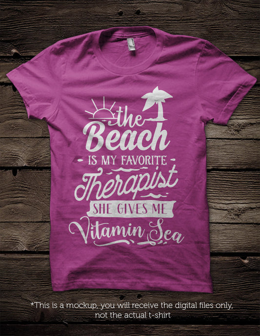 The Beach is my therapist - Vitamin Sea -  SVG file Cutting File Clipart in Svg, Eps, Dxf, Png for Cricut & Silhouette - beach svg - BlackCatsSVG