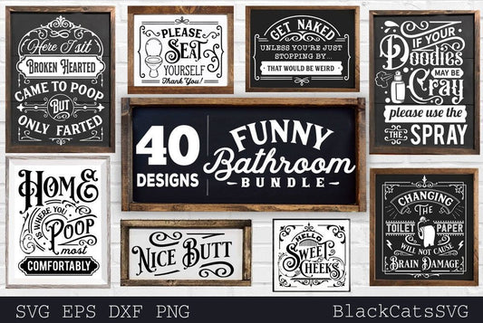 Funny Bathroom Bundle SVG 40 designs vol 1