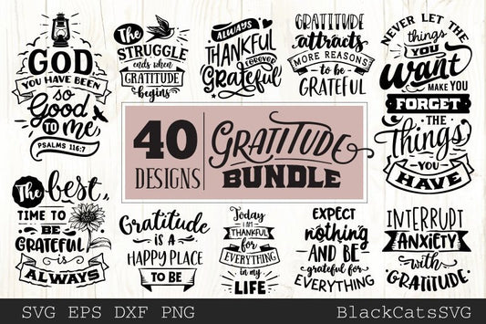 Gratitude SVG bundle 40 designs Grateful SVG