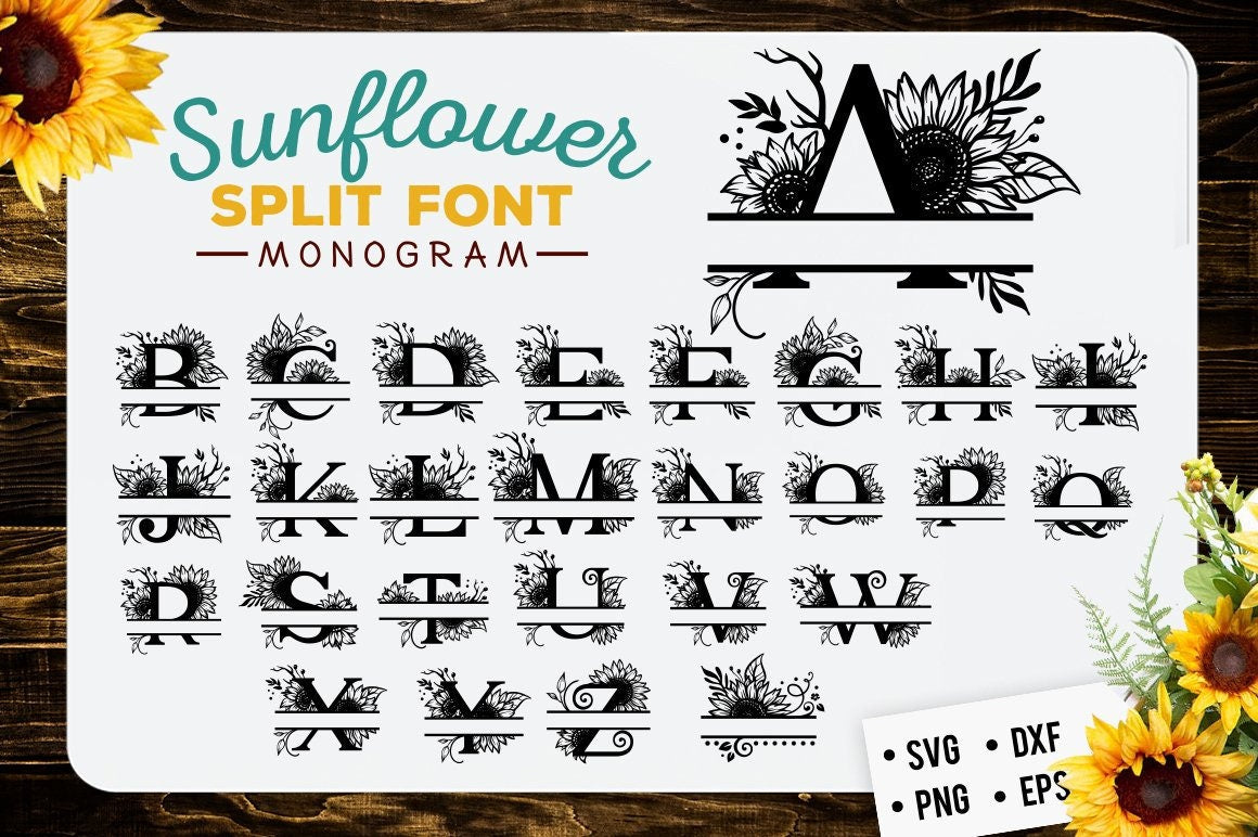 Sunflower split font monogram SVG