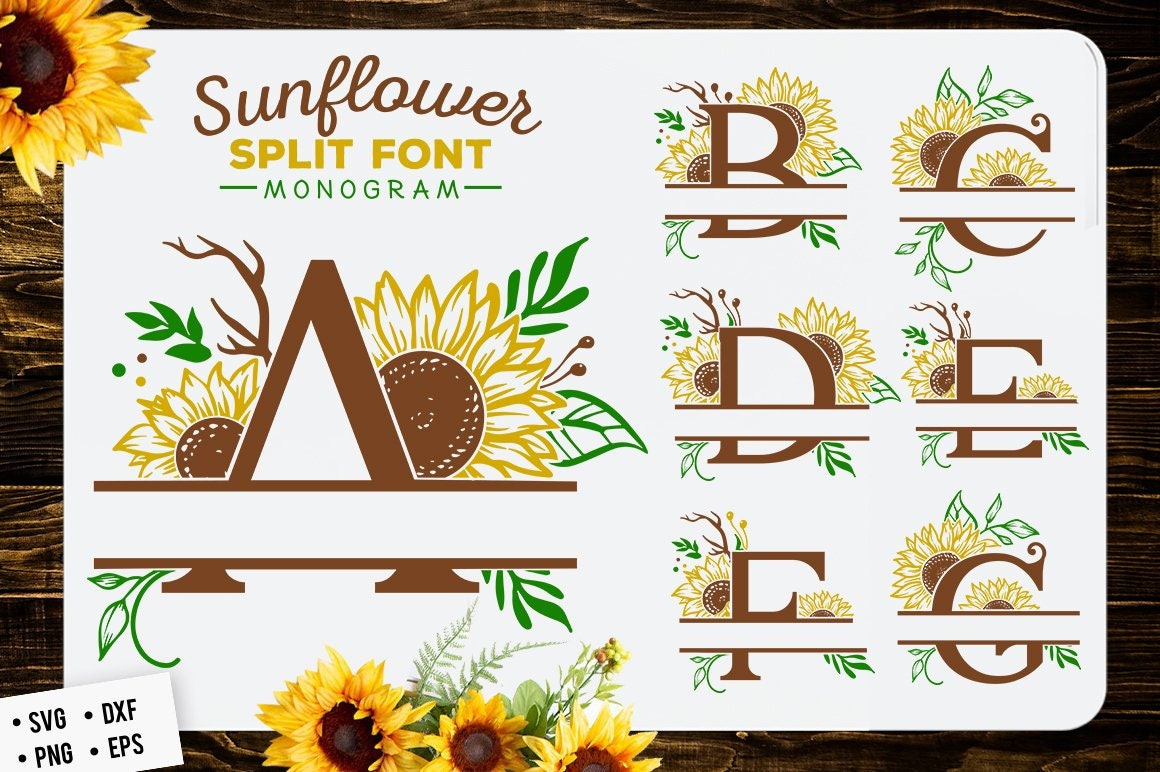 Sunflower split font monogram SVG