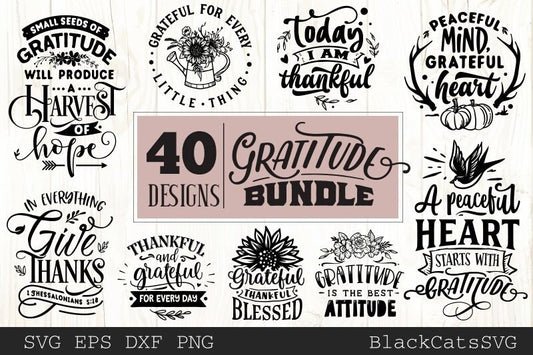 Gratitude SVG bundle 40 designs Grateful SVG