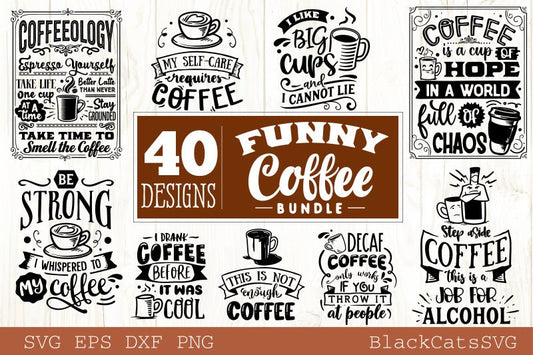 Funny Coffee Bundle SVG 40 designs