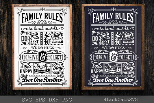 Family Rules SVG, House rules poster svg, Welcome to our house svg, House rules svg,  In this house poster svg, In this Family svg,