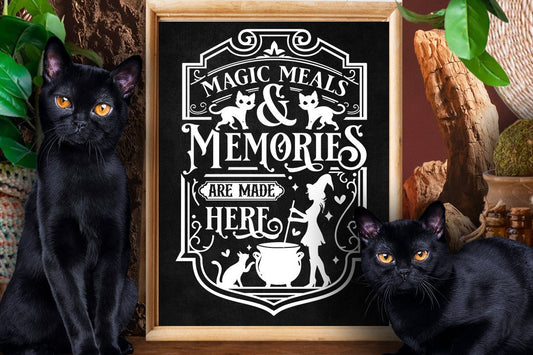 Magic meals and memories SVG, Witch kitchen svg, Magic Kitchen svg, Kitchen vintage poster svg, Witches Kitchen svg, Wicthcraft svg