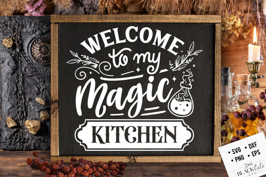 Welcome to my magic kitchen SVG, Witch kitchen svg, Magic Kitchen svg, Kitchen vintage poster svg, Witches Kitchen svg, Wicthcraft svg