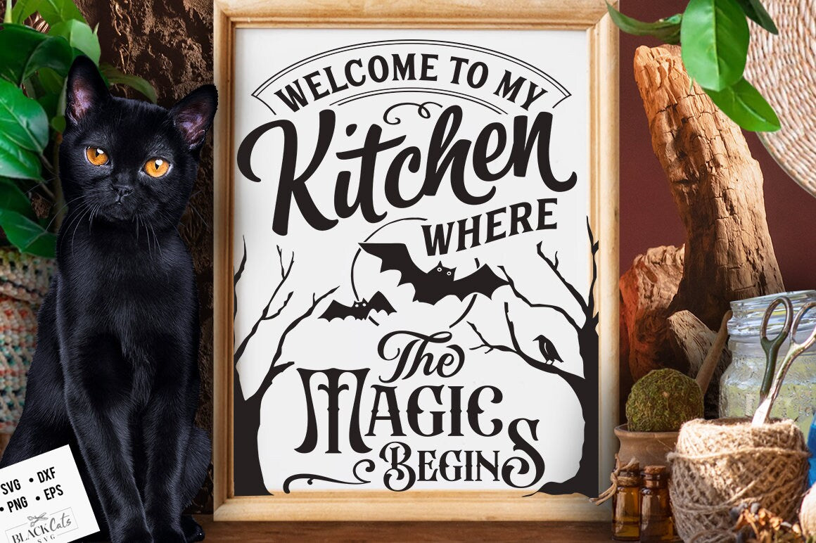 Welcome to my kitchen SVG, Witch kitchen svg, Magic Kitchen svg, Kitchen vintage poster svg, Witches Kitchen svg, Wicthcraft svg