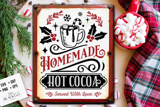 Homemade Hot cocoa svg, Hot cocoa svg,  Old fashioned hot cocoa svg, Vintage hot cocoa svg, Vintage Christmas svg, served here svg