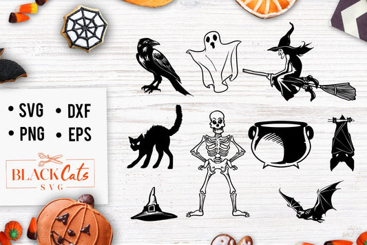 Halloween cliparts set svg, Halloween svg, Happy Halloween svg, Witch svg