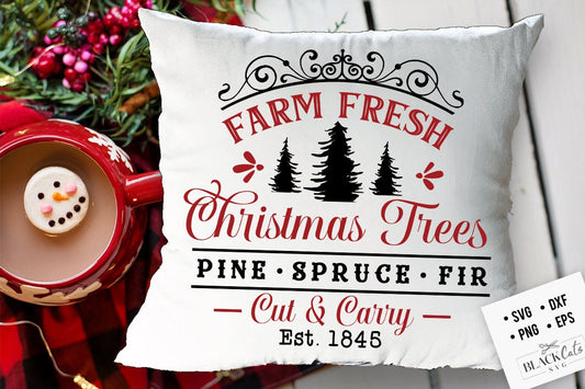 Farm fresh tress svg, Farm fresh Christmas trees svg, Farmhouse Christmas svg, Cut and carry svg, Vintage Christmas svg,  farmhouse