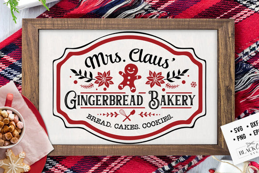 Gingerbread bakery svg, Christmas bakery svg, Gingerbread svg, Gingerbread label svg, Mrs Claus svg, Farmhouse Christmas svg, Vintage