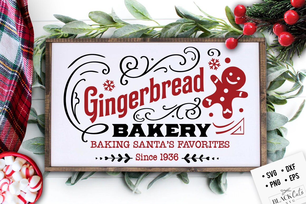 Gingerbread bakery svg, Christmas bakery svg, Gingerbread svg, Christmas baking svg, Mrs Claus svg, Farmhouse Christmas svg, Vintage