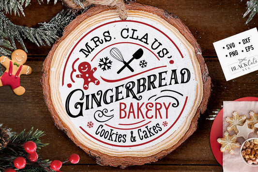 Gingerbread bakery svg, Round ornament svg, Christmas bakery svg, Gingerbread svg, Christmas baking svg, Mrs Claus svg, Farmhouse Christmas