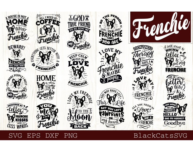 Frenchie Bundle SVG 20 designs, French bulldog dog svg, I love my Frenchie svg, Frenchie dog svg, Frenchie lover bundle svg, Dog bundle svg