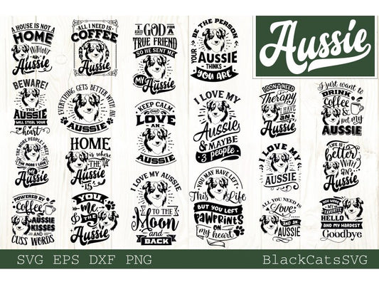 Aussie Bundle SVG 20 designs, Aussie dog svg, I love my Aussie svg, Aussie dog svg, Aussie lover bundle svg, Dog bundle svg