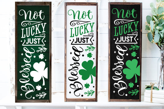 Not lucky just blessed svg, St Patricks porch sign svg, St Patrick SVG, Vertical Porch sign svg, St Patricks Day SVG, St Patrick's Day Svg