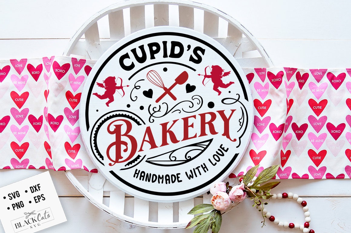 Cupid's Bakery SVG, Farmhouse Valentine svg, Cupid's Bakery,  Cupid's Round label svg, Love potion svg, Premium Love Potions svg