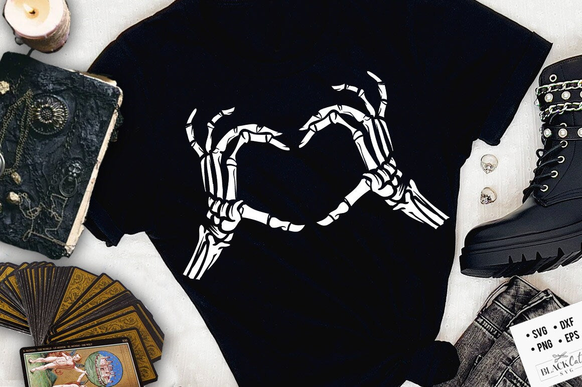 Skeleton hands making heart SVG, Skeleton Valentines Day svg, Skeleton valentine's day SVG, Romantic skeleton svg