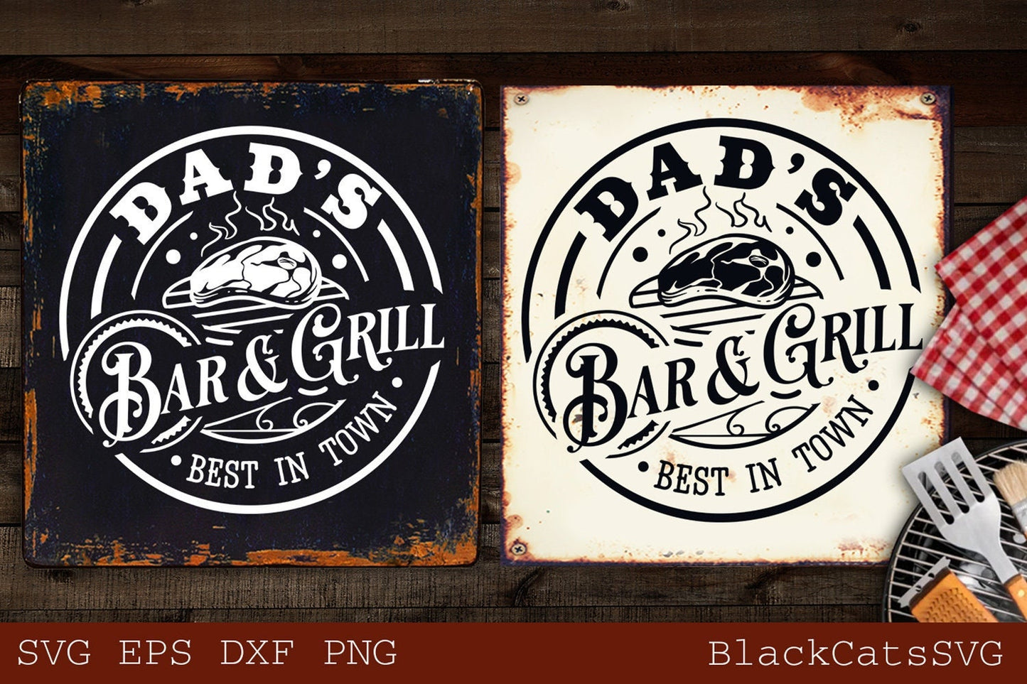 Dad's Bar and Grill svg, Round Bar and grill, Beer and BBQ svg, Barbecue svg, Grilling svg, Father's day gift svg, Funny Apron svg