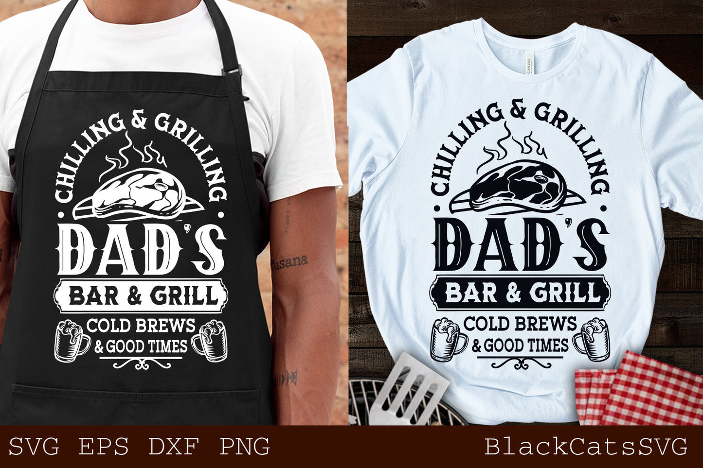 Dad's Bar & Grill svg, Barbecue svg, Grilling svg, BBQ Svg, Dad's Bar svg, Father's day gift svg, BBQ Cut File, Funny Apron svg