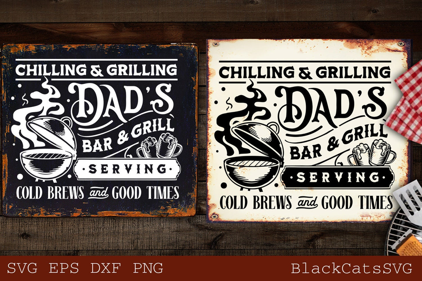 Dad's BBQ svg, Chilling & Grilling, Barbecue svg, Grilling svg, Dad's Bar and Grill svg, Father's day gift svg, BBQ Cut File, Funny Apron