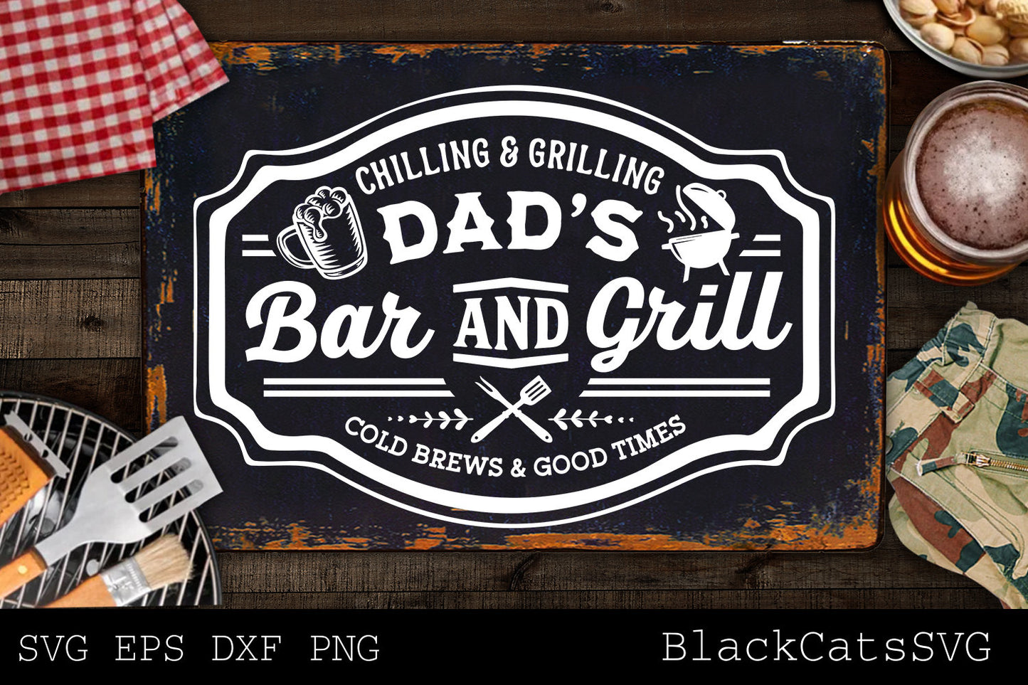 Dad's bar and grill svg, Grilling svg, BBQ Svg, Dads Bar and Grill svg, Father's day gift svg, Chilling and grilling