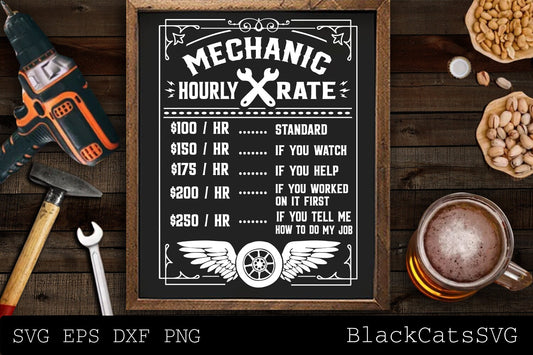 Mechanic hourly rate svg, mechanic poster svg, Dad's Garage svg, Garage svg, Dads garage svg, Tools svg, Father's day gift svg