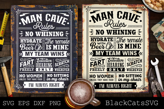 Man Cave Rules svg, Man cave rules poster SVG, Garage svg, Dads garage svg, Father's day gift svg