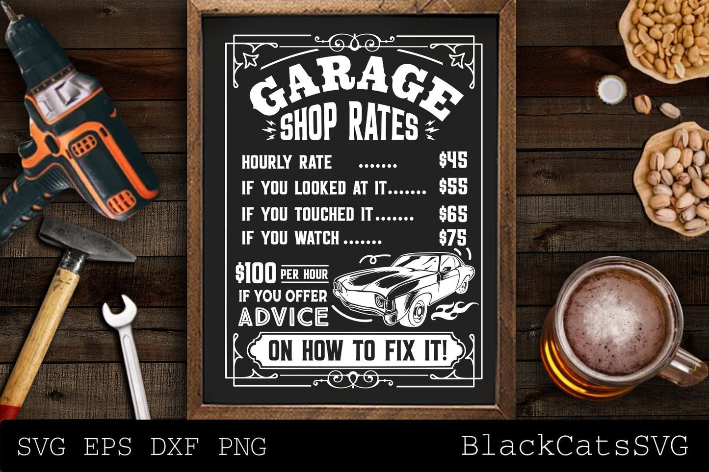 Garage shop rates svg, Garage svg, Dads garage svg, Tools svg, Father's day gift svg