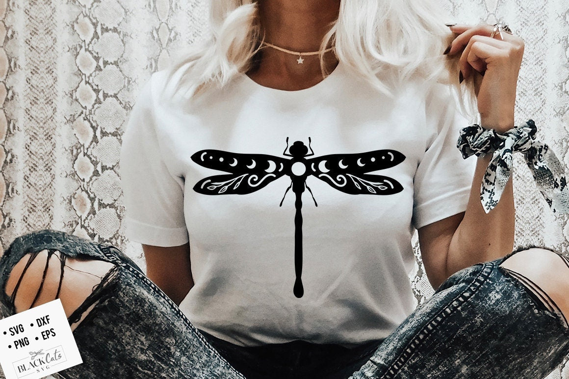 Dragonfly svg, Moon dragonfly svg, Magic dragonfly SVG,  Magic illustration svg, Boho illustration svg