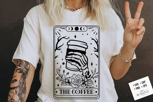 The Coffee Tarot Card SVG, Coffee tarot svg, Skull coffee svg, Coffee tarot card svg, Coffee skull svg, Coffee svg, Coffee lover svg