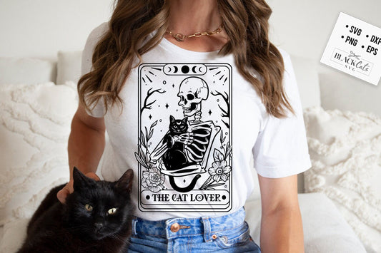 The cat lover tarot SVG, Cat lover svg, Skeleton and cat svg, Cat tarot svg, Tarot card svg, cat tarot card svg, Black cat tarot svg