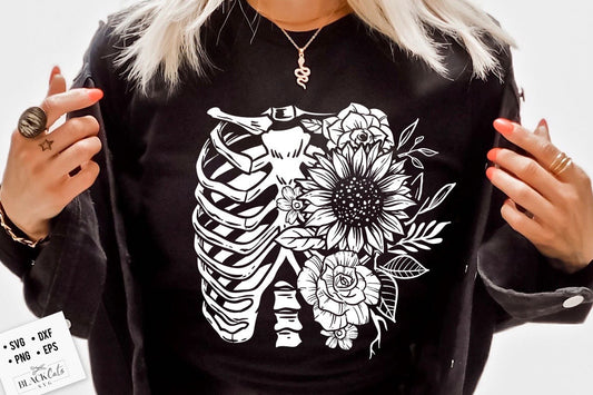 Floral ribcage SVG, Ribcage svg, Skeleton SVG, RibCage skeleton SVG, Not broken svg, Gothic Tshirt svg, Floral ribcage Png