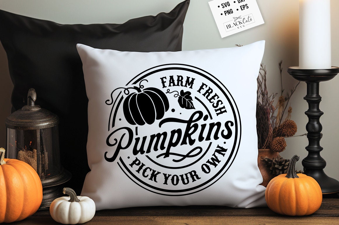 Farm fresh pumpkins svg, Round label fall svg, Farmhouse autumn svg, farmhouse fall svg, rustic autumn sign svg, Rustic pumpkin sign svg