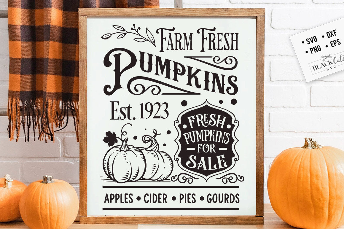 Farm fresh pumpkins svg, Farmhouse autumn svg, farmhouse fall svg, rustic autumn sign svg, Rustic pumpkin sign svg, Rustic fall wall art svg