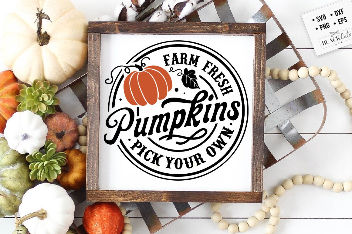 Farm fresh pumpkins svg, Round label fall svg, Farmhouse autumn svg, farmhouse fall svg, rustic autumn sign svg, Rustic pumpkin sign svg