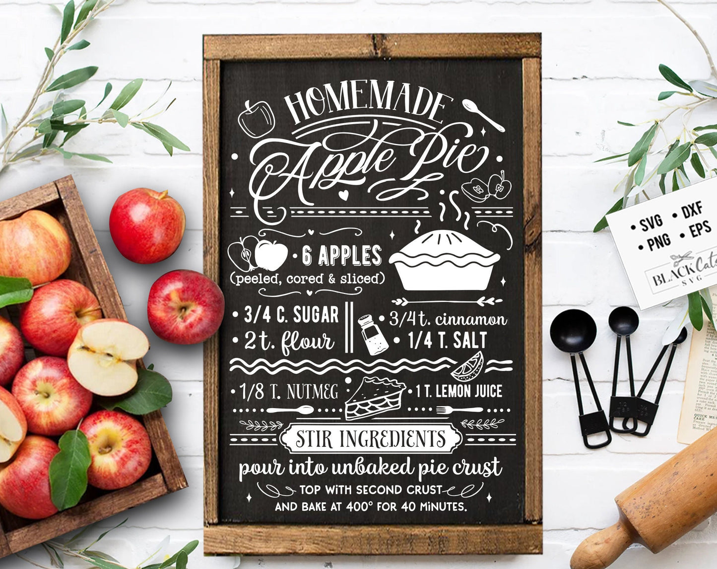 Apple pie recipe svg, Homemade apple pie svg, Fall recipe svg, Autumn recipes svg, Apple pie svg