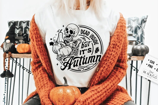 Dead inside but it's autumn SVG, Pumpkin spice svg, Autumn skull svg, Peace sign skeleton svg, Funny karma svg, Funny skeleton svg