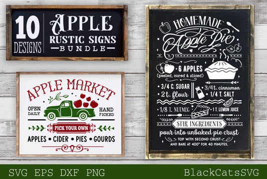 Apple rustic sign svg, Rustic Fall Bundle svg, Apple bundle svg, Rustic farmhouse apples svg, Fall rustic signs svg