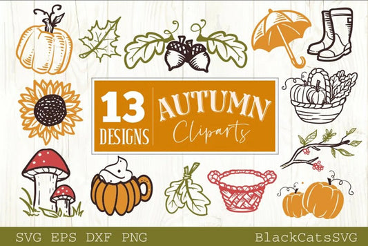 Autumn clipart pack svg, Autumn svg, Fall svg, autumn svg design, thanksgiving svg, autumn cliparts svg, fall illustrations