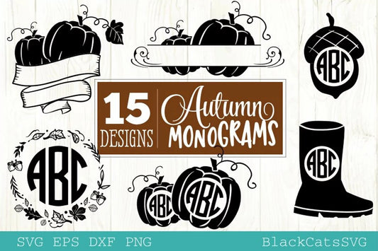 Autumn monograms svg, Autumn svg, Fall Monograms bundle svg, autumn svg design, thanksgiving svg, autumn cliparts svg, fall illustrations