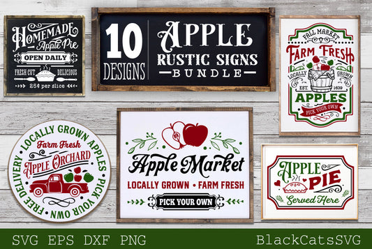 Apple rustic sign svg, Rustic Fall Bundle svg, Apple bundle svg, Rustic farmhouse apples svg, Fall rustic signs svg