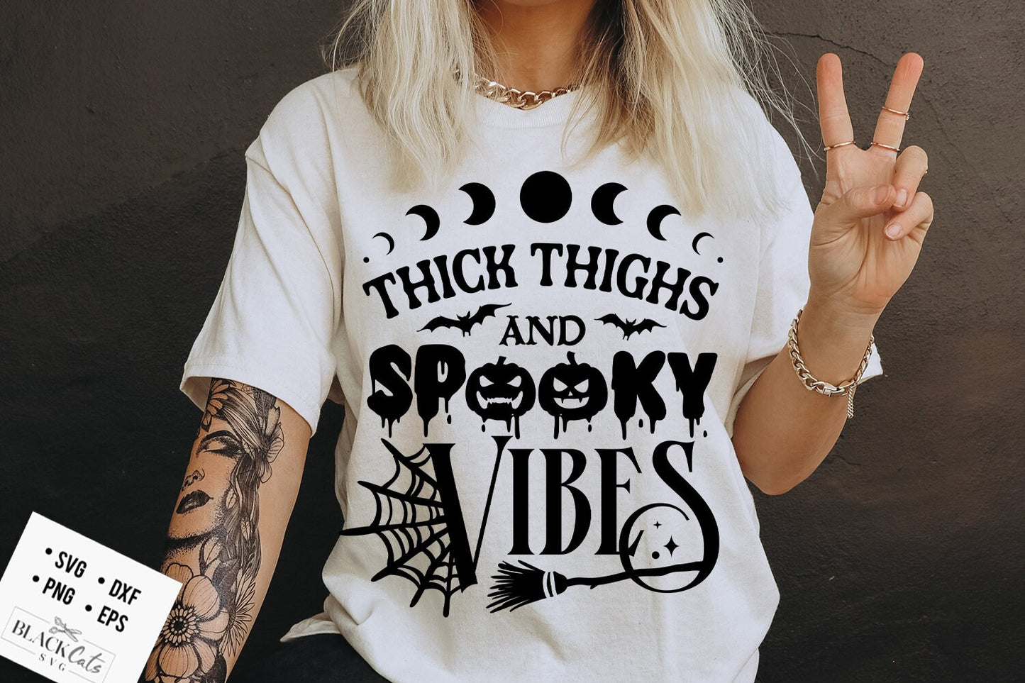 Thick thighs and spooky vibes svg, Witchy svg, Spooky svg