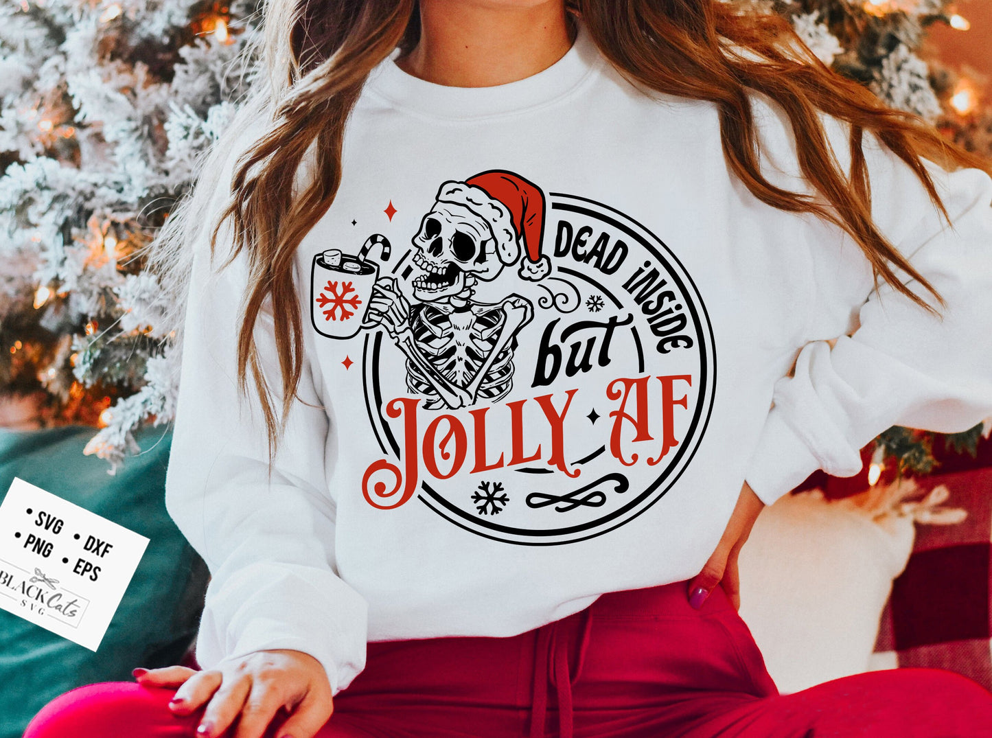 Dead inside but jolly AF svg, Dead inside svg, Jolly svg, Skeleton Christmas Svg, Skull Santa Claus, Christmas Svg, Funny Christmas svg