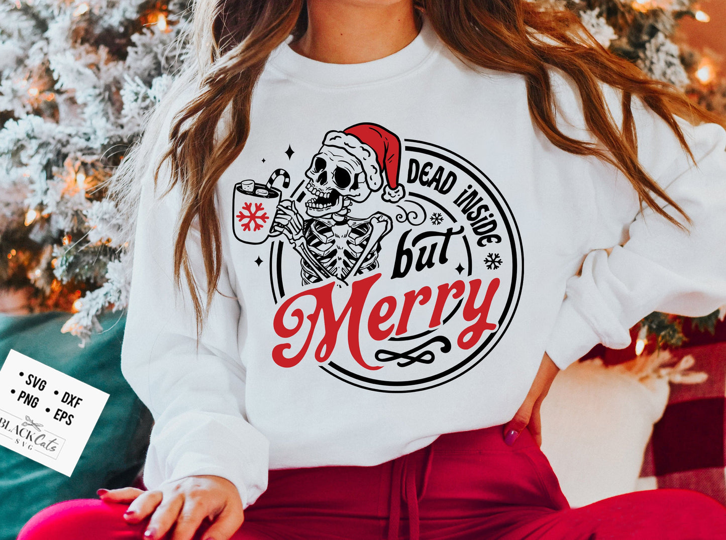 Dead inside but merry svg, Dead inside svg, Merry svg, Skeleton Christmas Svg, Skull Santa Claus, Christmas Svg, Funny Christmas svg