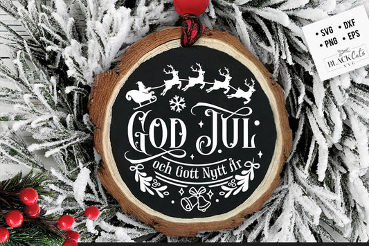 God Jul svg, Scandinavian Christmas svg, God Jul round ornament svg, God Jul Christmas svg, Norwegian Christmas svg, Swedish Christmas svg