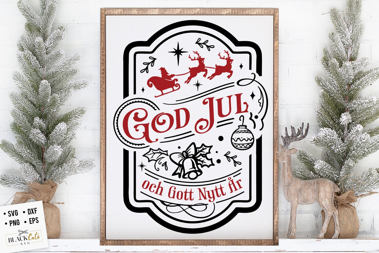 God Jul svg, Scandinavian Christmas svg, God Jul Santa Poster svg, Norwegian Christmas svg, Swedish Christmas svg, God Jul